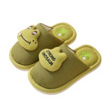 Girls Slippers Cartoon Animal Warm Closed Toe Non- Soft Sole On Shoes Girl Stylish Travel Slipper,Green,5-5.5 Years