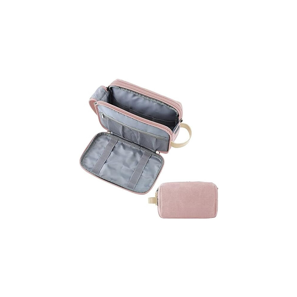 Toiletry Bag for Women, Cosmetic Makeup Bag Organizer, Travel Bag for Toiletries, Dopp Kit Water-resistant Shaving Bag for Accessories, Pink-Large