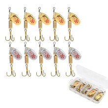 10Pcs Trout Fishing Spoons Lures Fishing Spinner Hard Baits with Treble Hook