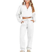 Hoodies voor dames, 2-delige casual set bestaande uit een hoodie met halve rits en lange mouwen, sportieve casual set, maat S-XL