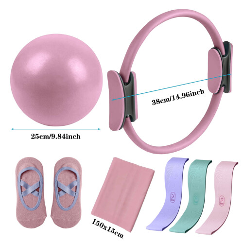 Σετ δαχτυλιδιών Pilates YOCBZ (Μαγικός κύκλος 15", ιμάντες, μαλακή μπάλα, κάλτσες λαβής – 2