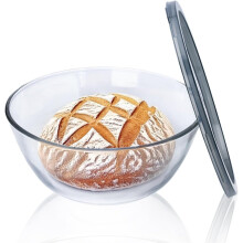 Large 4.7-Qt Clear Glass Sourdough Bowl with Lid, Compatible with Proofing & Storage