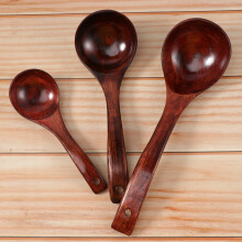 Set of 3 Long Handle Wooden Soup Ladles for Kitchen (28cm/24cm/18cm)