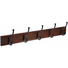 Porte-manteau mural en bois avec 5 crochets doubles
