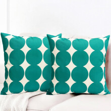 2er-Set schwarze Leinen-Kissenbezüge mit Polka-Dot-Muster, 45 x 45 cm, passend für Standardkissen