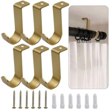 6-Pack Gold Ceiling Curtain Rod Brackets for 1" Rod, Compatible with Home/Office/Patio, Includes Screws