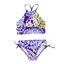 2 Pcs Girl Swimwear Floral Tops Drawstring Bikini Bottoms Suit Girls Suit Girls Bikini New Split Water Drop Print Bikini For 7-8 Years
