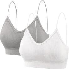 Soutiens-gorge de sport pour femmes, lot de 2, ensemble deux pièces sans coutures, bretelles supérieures, coussinets de poitrine, grandes tailles.