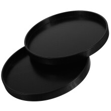 Bandeja redonda de madera para servir, negra, 21 cm, 2 unidades