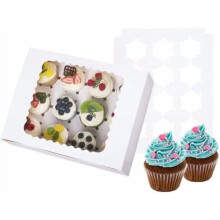30-Pack White Cupcake Boxes w/ Windows & Inserts – Holds 12 Standard Cupcakes, Muffins, Pastries – Food Grade Bakery Carrier (Compatible with