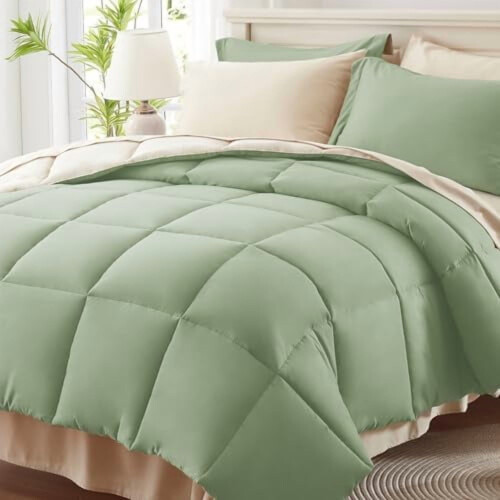 King Size Sage Green Comforter Set 7-Piece