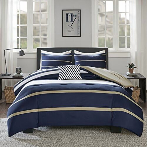 Boys' Casual Sporty Comforter Set Blue White Microfiber 1