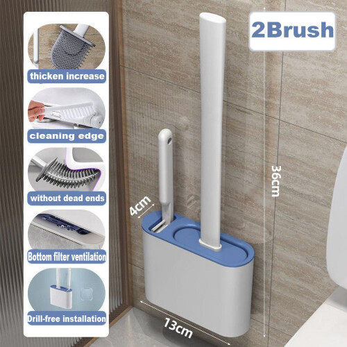 Wall-Mounted Toilet Brush with Holder, Plastic, 1 pc 2