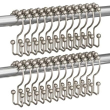 Ensemble de 12 anneaux de rideau de douche – Crochets doubles en métal de 7,6 cm (3 pouces)