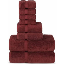 | Hotel & Spa Quality 100% Cotton Premium Turkish Towels | Soft & Absorbent (8-Piece Towel Sets, Cranberry)