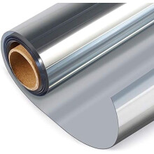 Lámina adhesiva unidireccional para ventanas, con protección UV/calor, adherencia estática, color plata, 44 x 500 cm, compatible con vidrio
