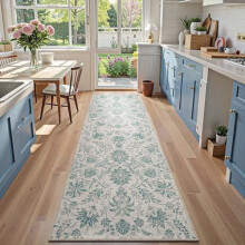 Tapis de couloir Torino 90 x 240 cm, motif floral vintage, polypropylène