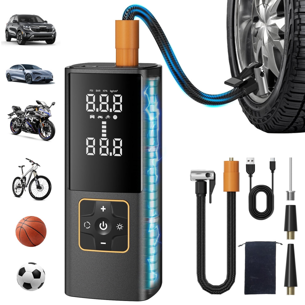 Portable 150Psi Cordless Tire Inflator With Digital Gauge & Led S Â Compatible With Cars, Bikes, Motorcycles, Balls Light 9399596011721