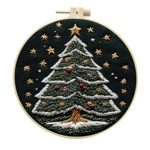 DIY Christmas Embroidery Starter Kit for Beginners – Floral Holiday Needlepoint Set with 6" Hoop, Threads & Tools – Compatible with Xmas Craft
