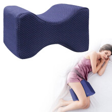 Knee Pillow for Side Sleepers – Memory Foam Ergonomic Leg Pillow with Cover & Removable Straps, Hip Pain Relief, Smooth Spine Alignment, White/Gray