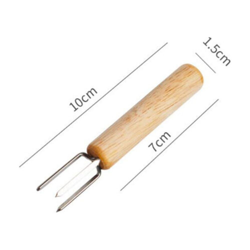 Majsgafflar med trähandtag, rostfritt stål, 3-pack 1