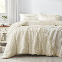 Queen Comforter Set Pale Yellow Seersucker 7-Piece