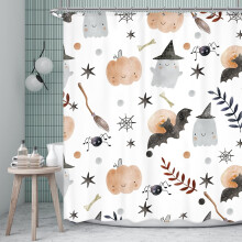 Halloween kinderdouchegordijn 72x72 inch met spook en pompoen