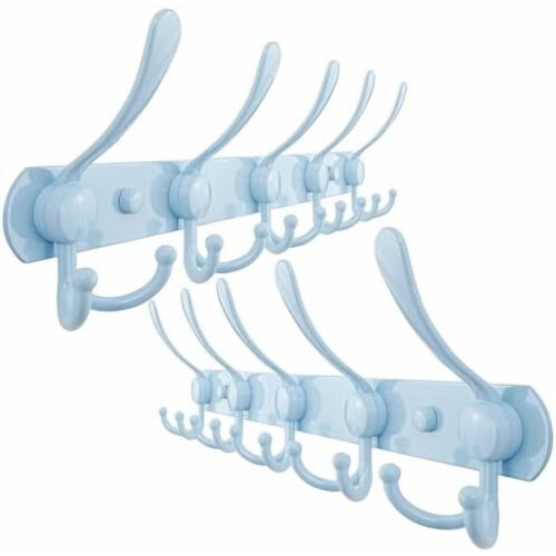 Perchero de pared con 5 ganchos triples, acero inoxidable.
