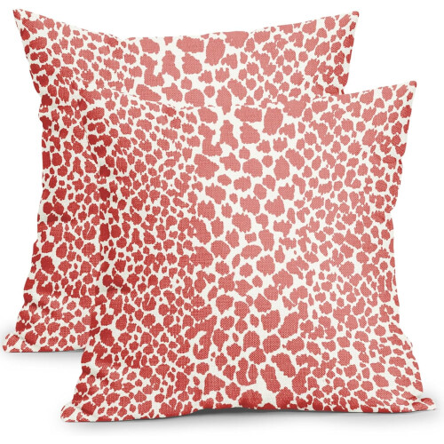 Housses de coussin à imprimé léopard corail et blanc 40 x 40 cm (2 pièces)