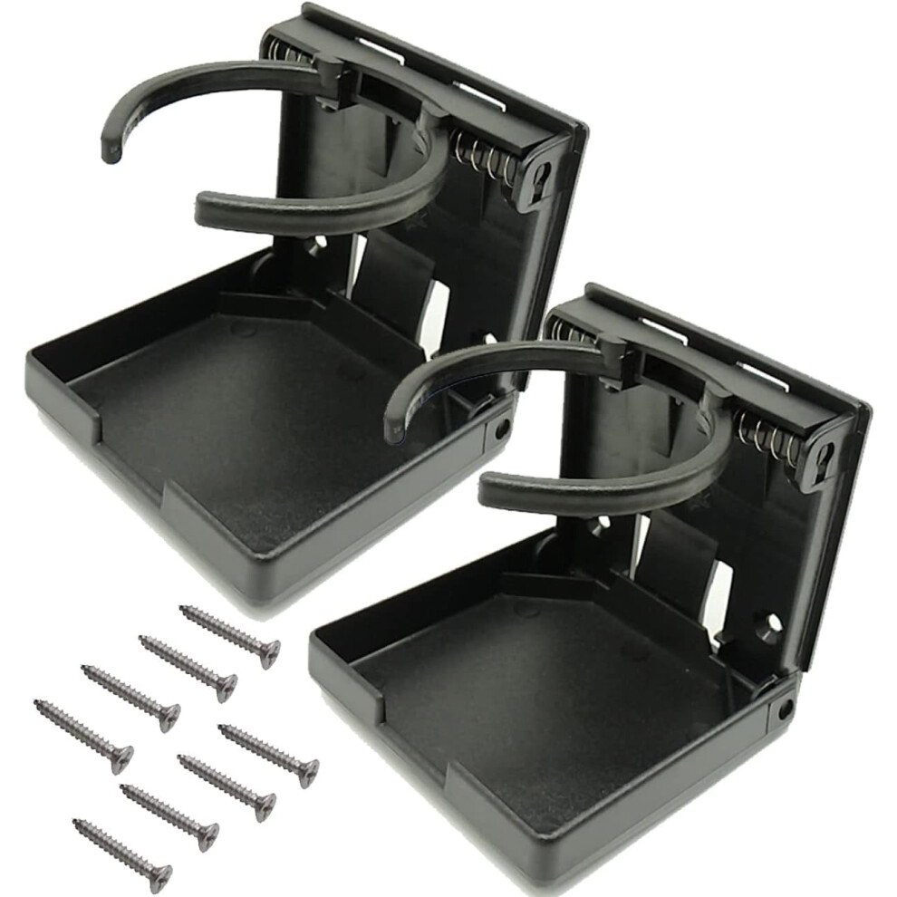 2Pcs Adjustable Folding Drink Holder With Screws/Adjustable Cup Holder For Marine/Boat/Caravan/Car (Black) Black 9085618249158
