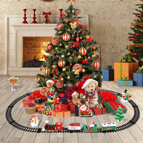 Electric Christmas Train Set with Steam Engine and Tracks 1