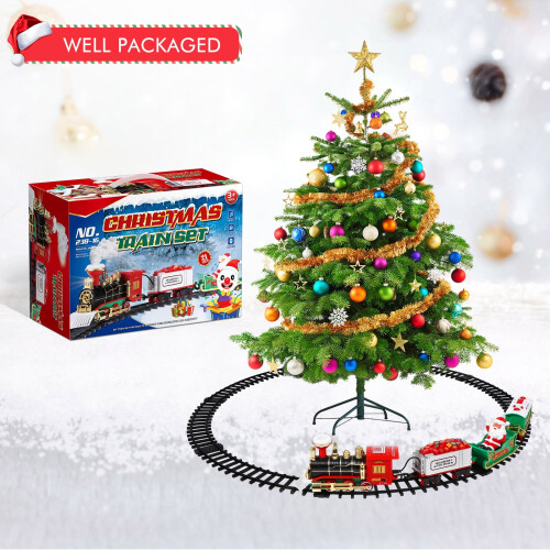 Electric Christmas Train Set with Steam Engine and Tracks 2