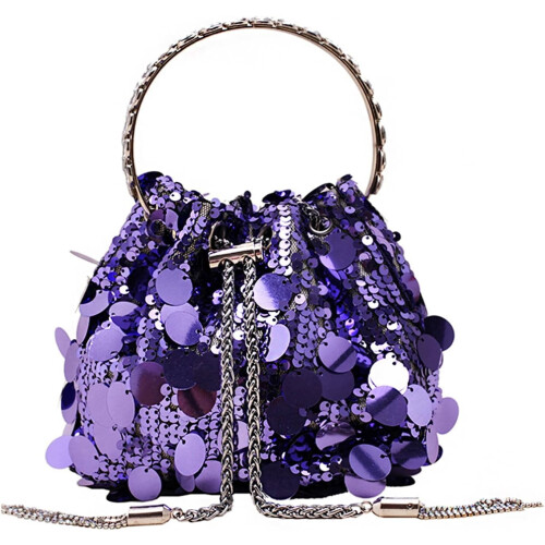 Pochette da sera da donna con paillettes e glitter, 1 pezzo