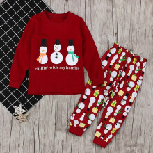 Ensemble manches longues imprimé Noël garçon rouge 4-5 ans