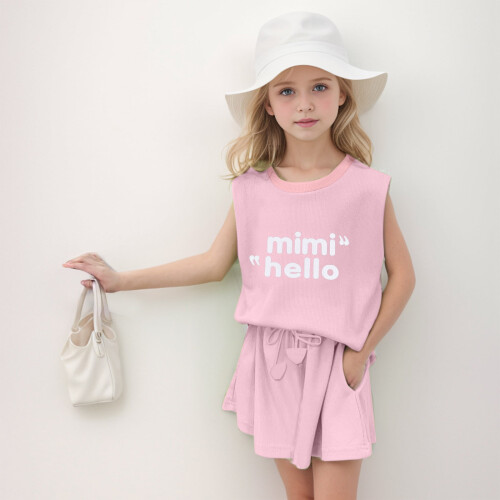 Ediodpoh Kids Σετ 2 τεμαχίων για κορίτσια: Αμάνικο τοπ & Σορτς με τσέπες, ροζ, μέγεθος 7-8 1