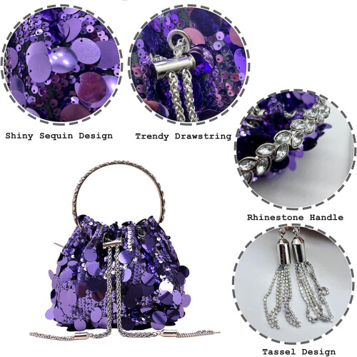 Pochette da sera da donna con paillettes e glitter, 1 pezzo 2