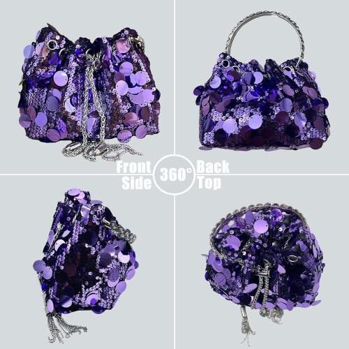 Pochette da sera da donna con paillettes e glitter, 1 pezzo 1