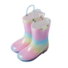 Kids Rain Boots for Boys & Girls – Waterproof, Glitter, Light-Up, Rainbow Colors, Easy-On Handles, Compatible with Toddlers