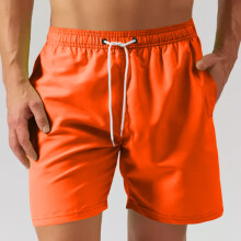 Men's Quick-Dry Athletic Shorts,Breathable Solid Color Multi-Option Drawstring Knee-Length Loose Fit Running Shorts