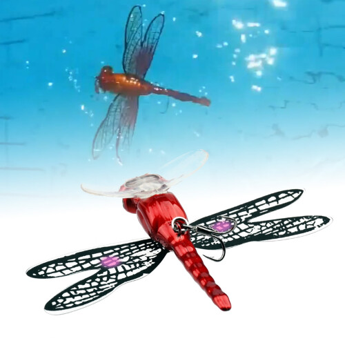 Isca artificial realista em formato de libélula, 7,5 cm/6,2 g, rígida e com anzol para pesca de corrico – Compatível com água doce e salgada. 2
