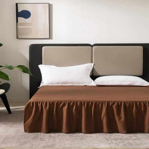 Black King Bed Skirt Split Corner 14 Inch Drop 1