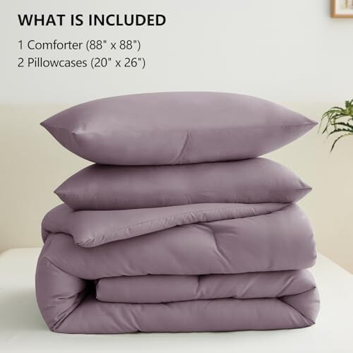 Queen Dusty Purple Comforter Set 3-Piece 2