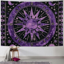 Burning Sun Tapestry – Tie-Dye Celestial Moon & Star Poster, Boho Dorm Decor, 50x40in Wall Hanging or Blanket, compatible with hippie/boho