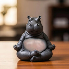 Figurine d'hippopotame en résine faisant du yoga – Pose maladroite, 1 pièce