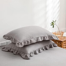 Housses de coussin Queen 51 x 76 cm, microfibre Ă volants, lot de 2