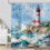 Lighthouse Shower Curtain - Ocean Wave Design, 60 x 72 in 2