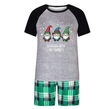 Christmas Family Matching PJs Short Sleeve Top and Plaid