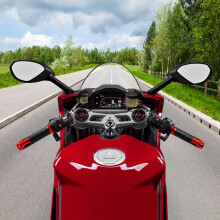 Worgeous Motorcycle Heated Hand Grips Red Aluminum Alloy 1 Pair Temperature Adjustable