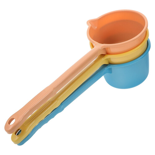 3pcs Water Ladle with Long Handle for Kitchen and Bathroom Multipurpose Plastic Scoop Yellow