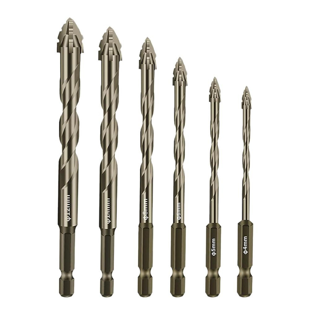 4/6Pcs 4-Flute Serrated Eccentric Drill Bits, 3-12Mm, High-Hardness Skewed Head, Compatible With B1p3 9085618802230